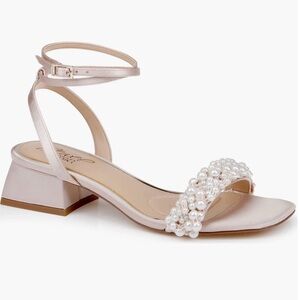 Jewel Badgley Mischka Pearl Embellished Heels - Cream